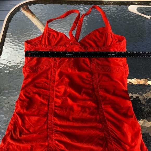DELETTA by ANTHROPOLOGIE size large coral orange ruched top  slimming top - Picture 4 of 14